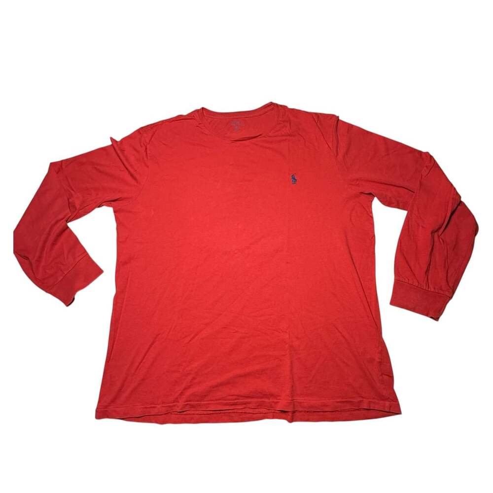 Polo Ralph Lauren Men's Red Long Sleeve Cotton Jersey Crew Neck T-Shirt Size XL